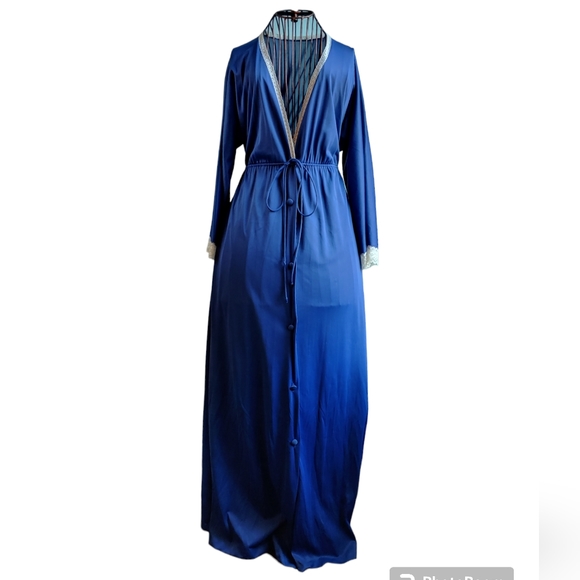 Vintage Vanity Fair Nylon Blue Dressing Gown Robe Nightgown Duster - Size 34 - Picture 2 of 16